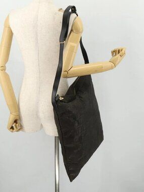 FENDI Zucca Canvas Shoulder Bag Black Gold Auth ep13431